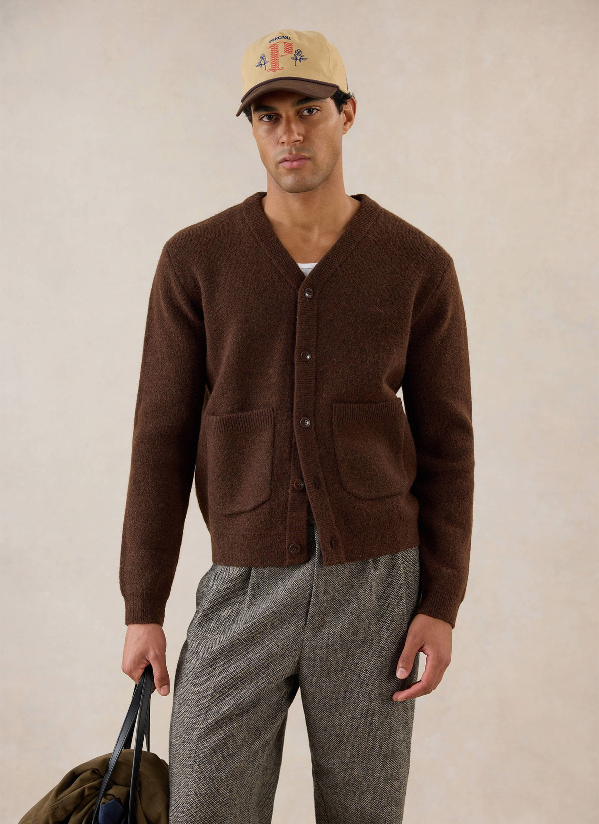 Men's Espresso Cardigan - Mohair Wool - Percival