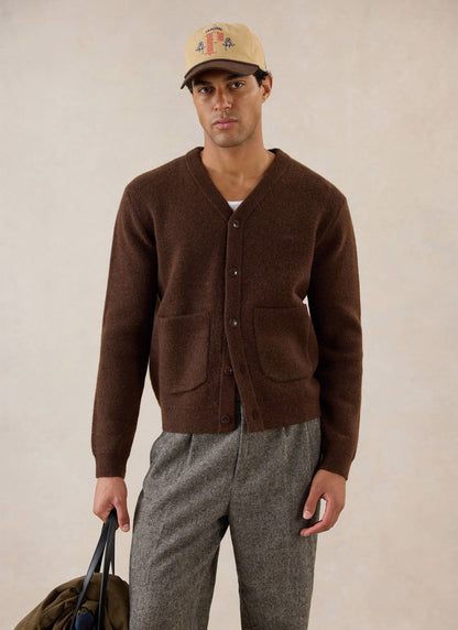 Men's Espresso Cardigan - Mohair Wool - Percival