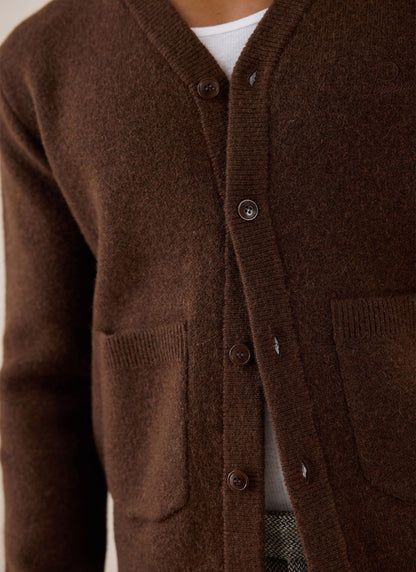 Men's Espresso Cardigan - Mohair Wool - Percival