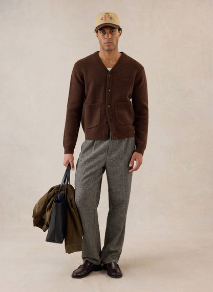 Men's Espresso Cardigan - Mohair Wool - Percival