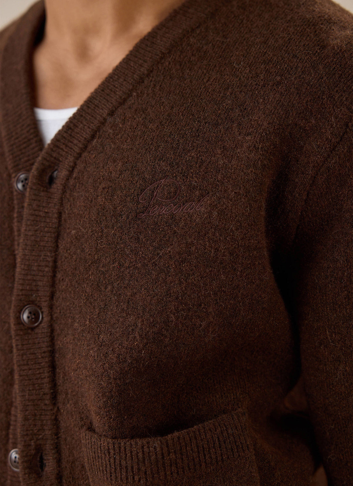 Men's Espresso Cardigan - Mohair Wool - Percival