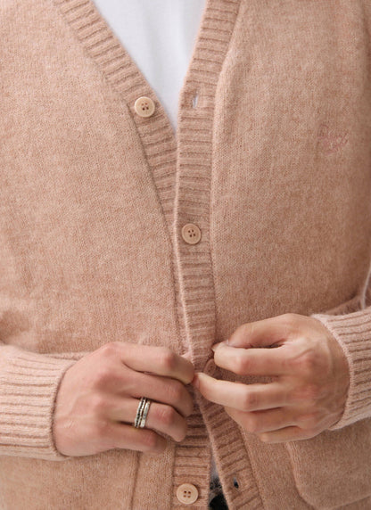 Men's Pink Mohair Cardigan - White Glove