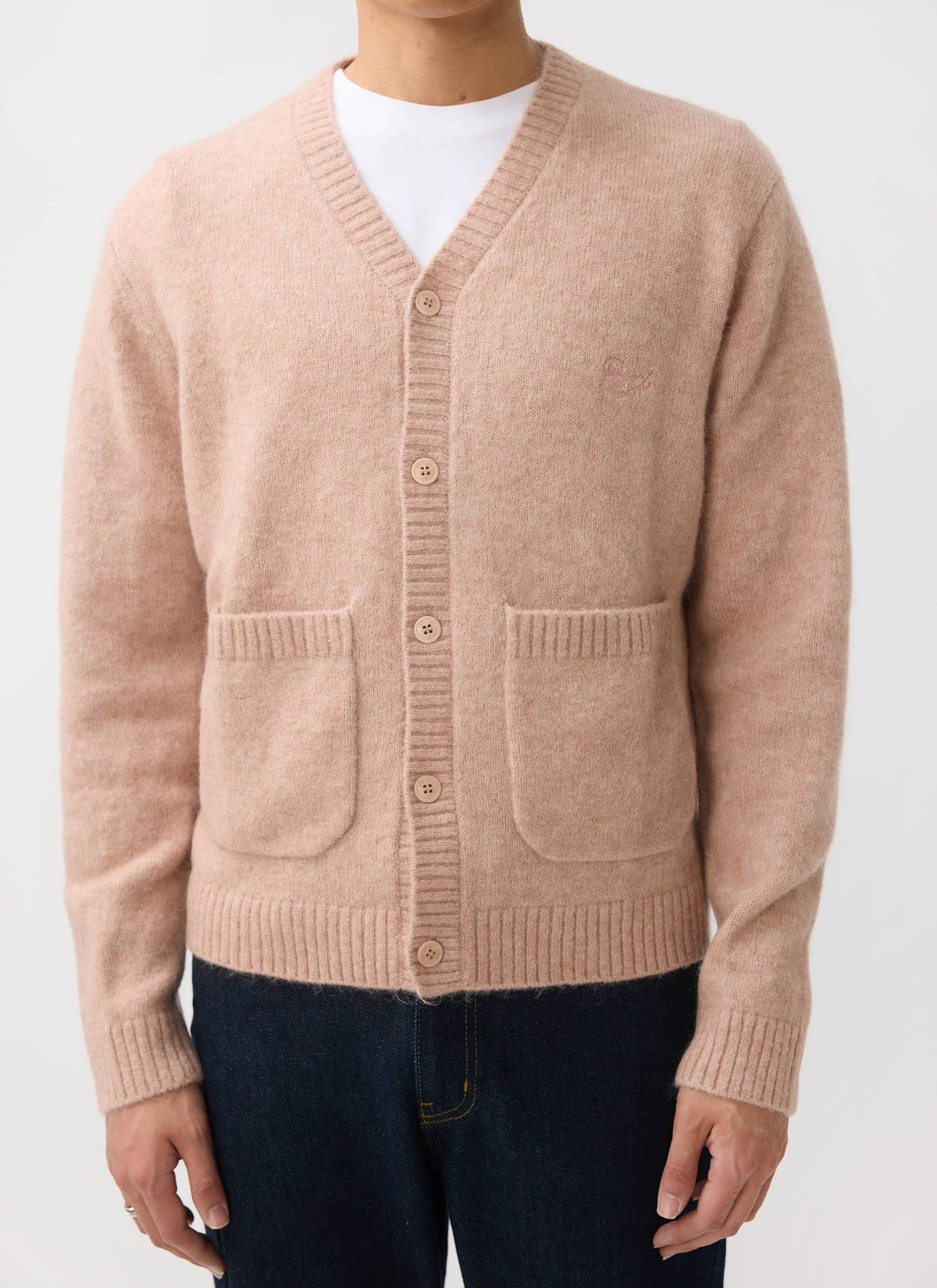 Men's Pink Mohair Cardigan - White Glove