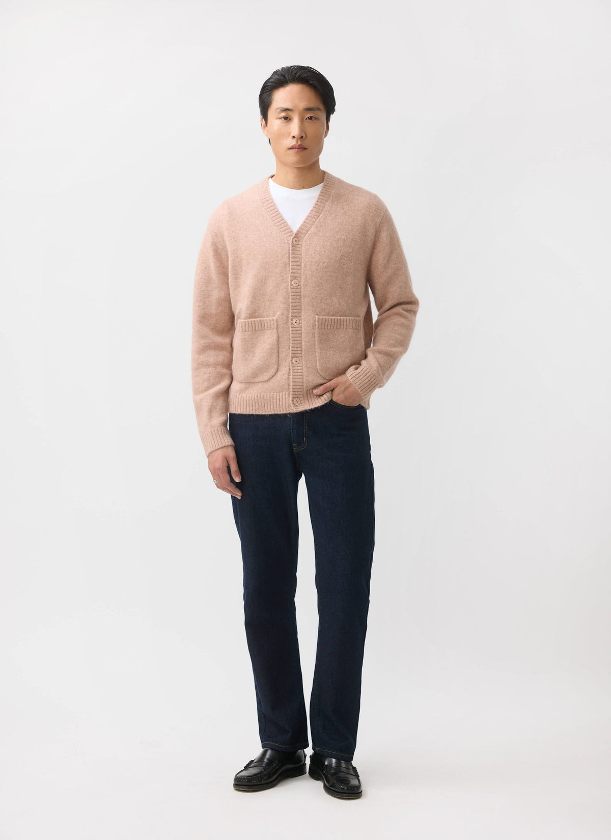 Men's Pink Mohair Cardigan - White Glove