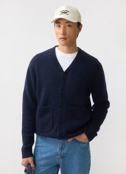 Men's Navy Mohair Cardigan - White Glove