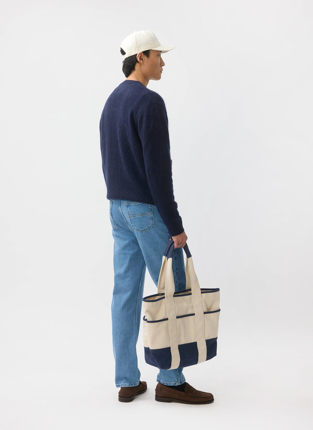 Men's Navy Mohair Cardigan - White Glove