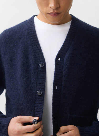 Men's Navy Mohair Cardigan - White Glove