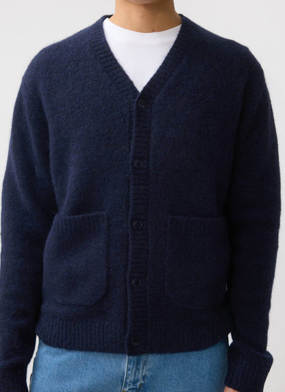 Men's Navy Mohair Cardigan - White Glove