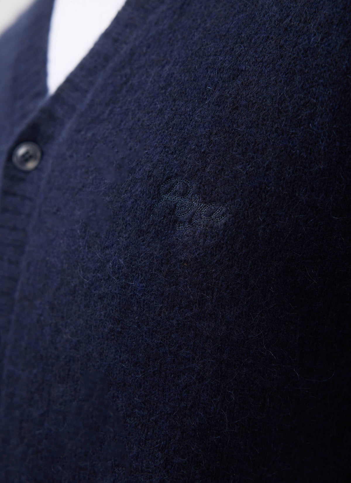 Men's Navy Mohair Cardigan - White Glove