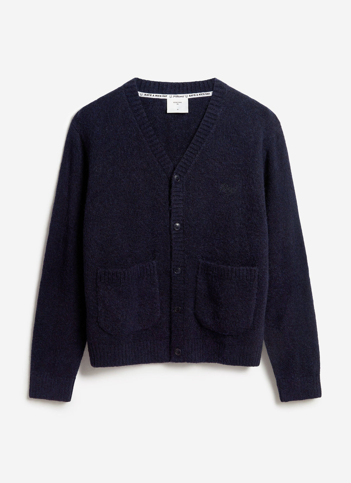 Men's Navy Mohair Cardigan - White Glove