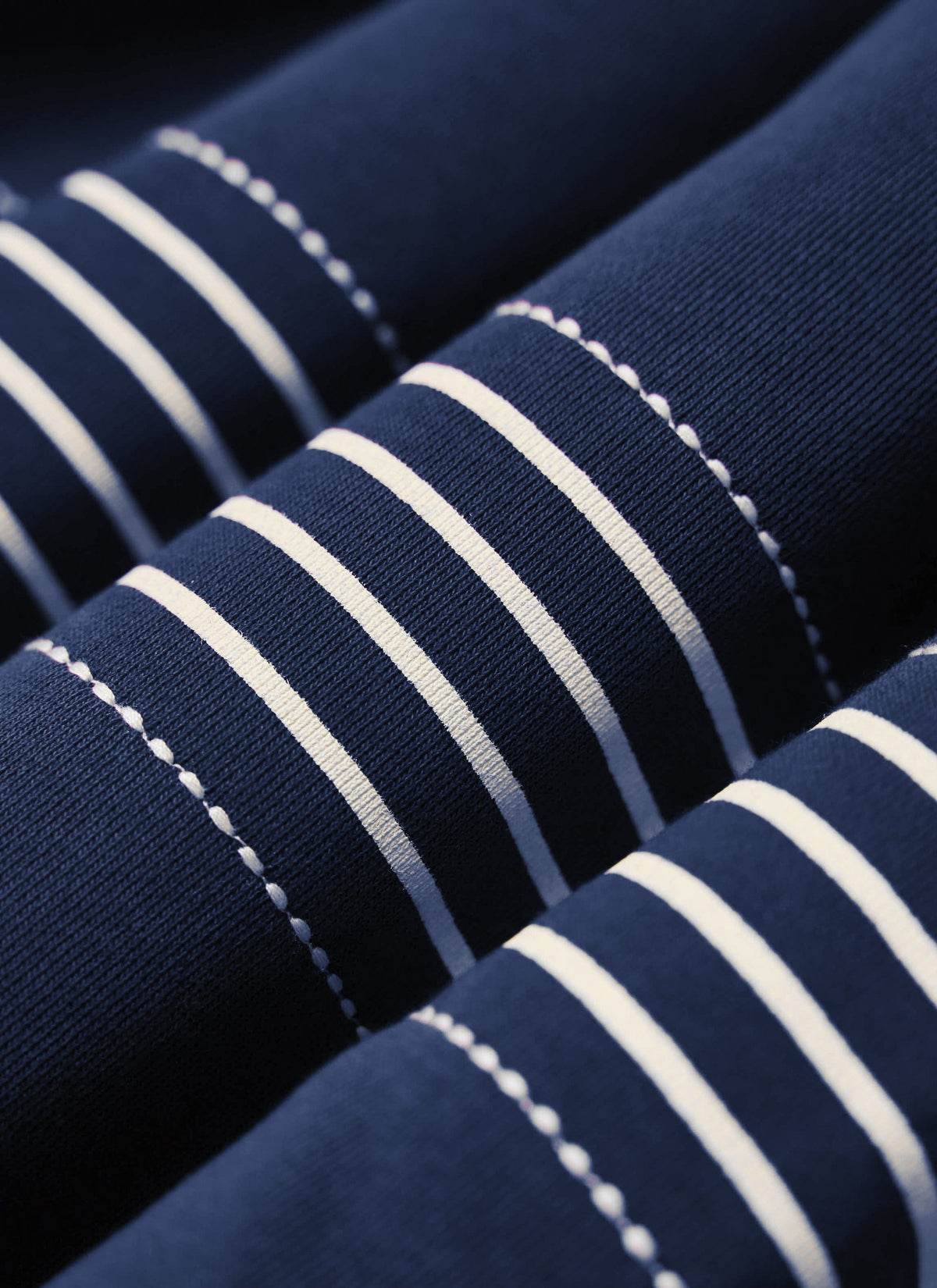 Men's Long Sleeve Rugby Polo​: Editor Striped - Cotton - Navy