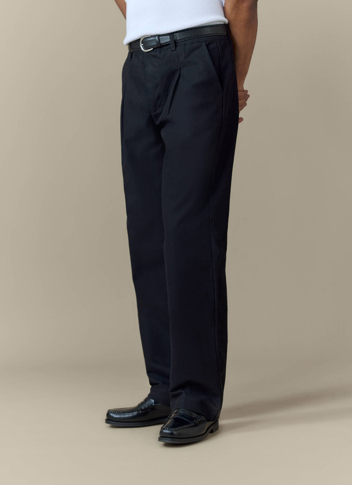 Men's Double Pleated Trousers - Seb - Straight Leg - Black