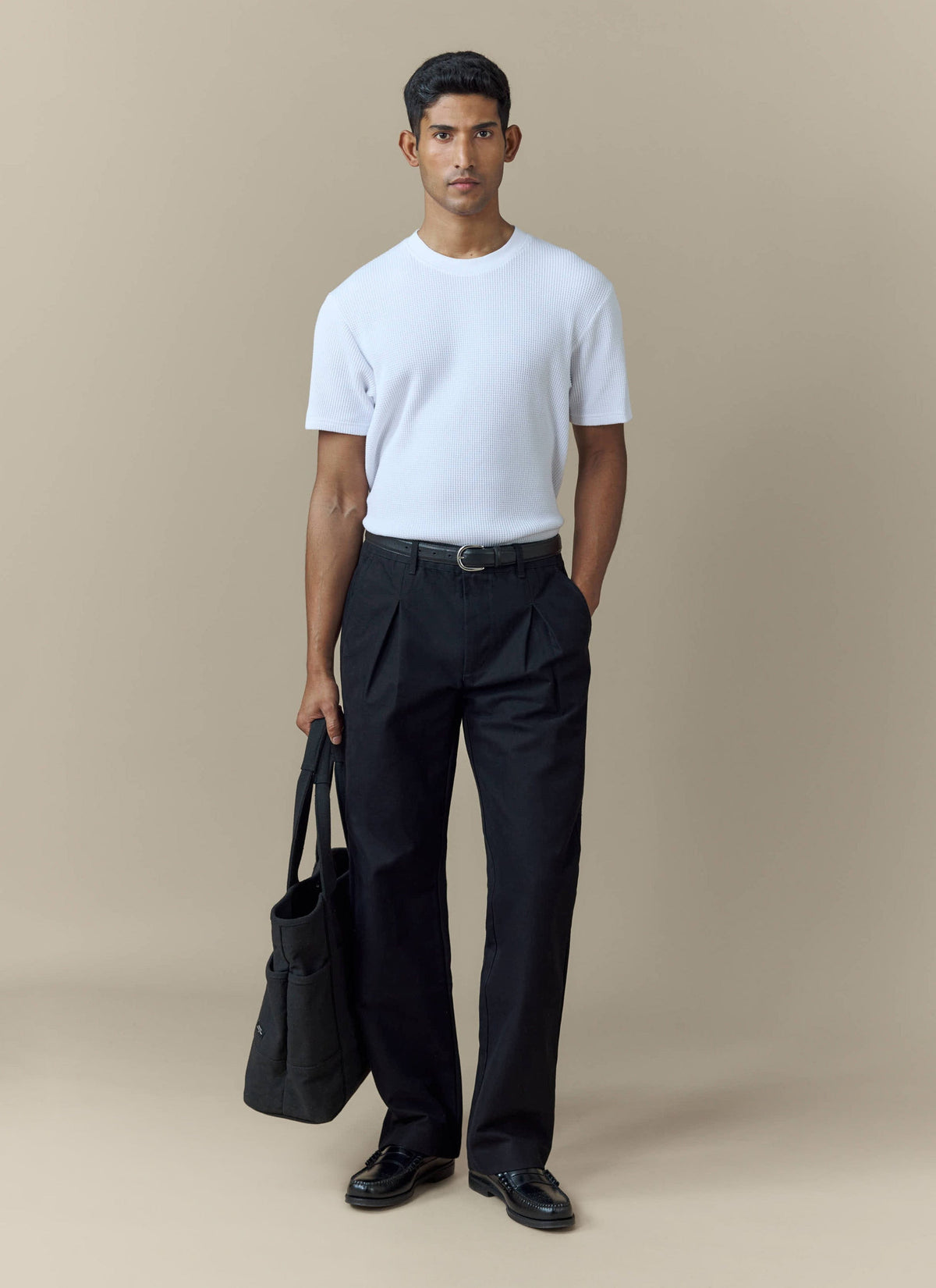 Men's Double Pleated Trousers - Seb - Straight Leg - Black