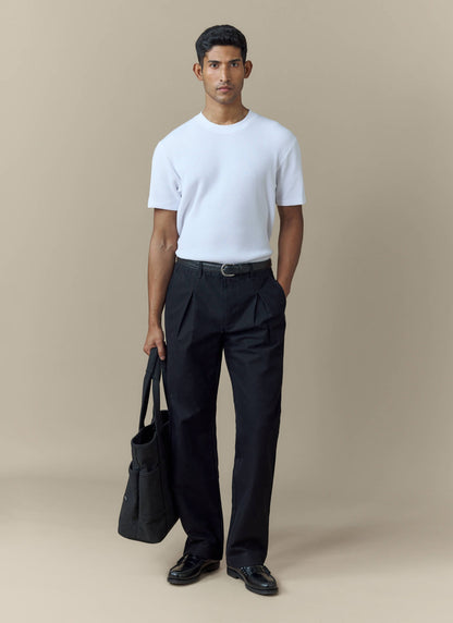 Men's Double Pleated Trousers - Seb - Straight Leg - Black