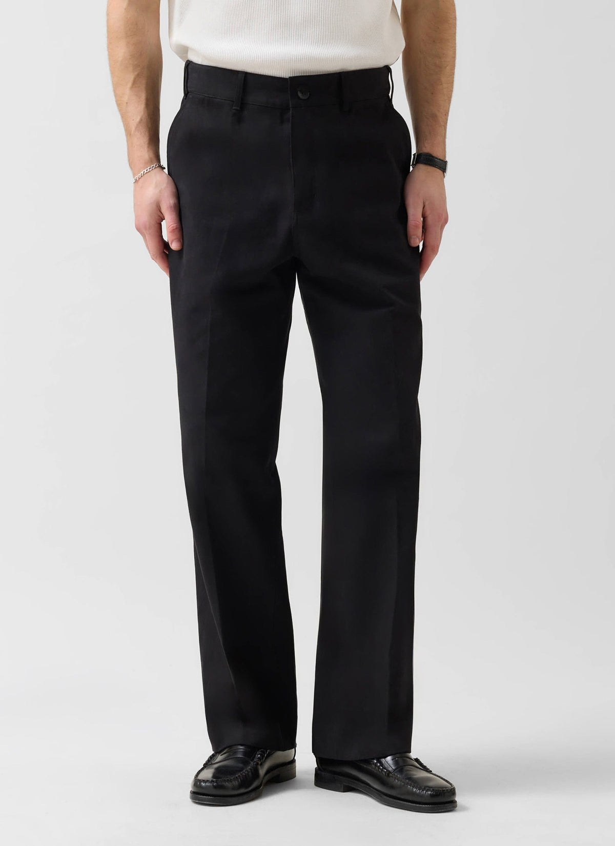 Men's Wide Leg Chino - Cotton - Black