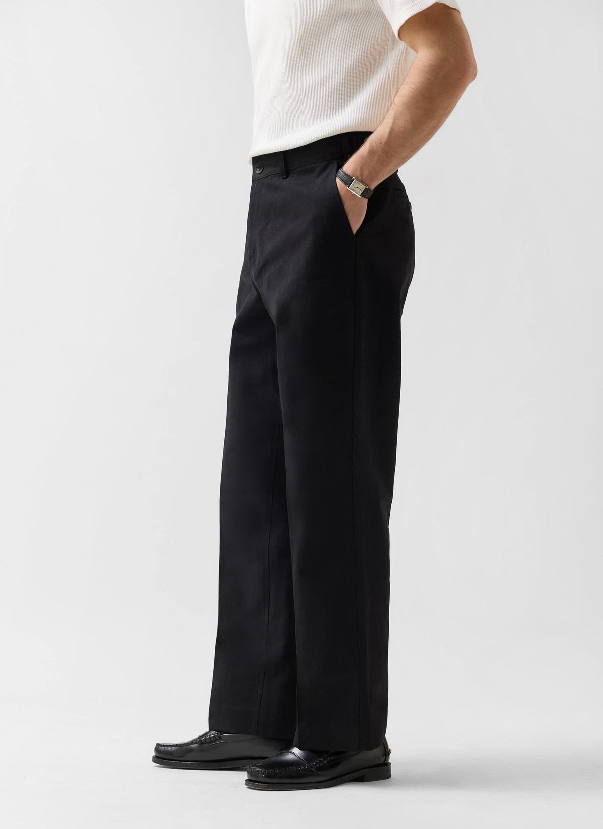 Men's Wide Leg Chino - Cotton - Black