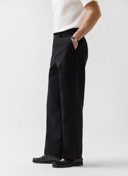 Men's Wide Leg Chino - Cotton - Black