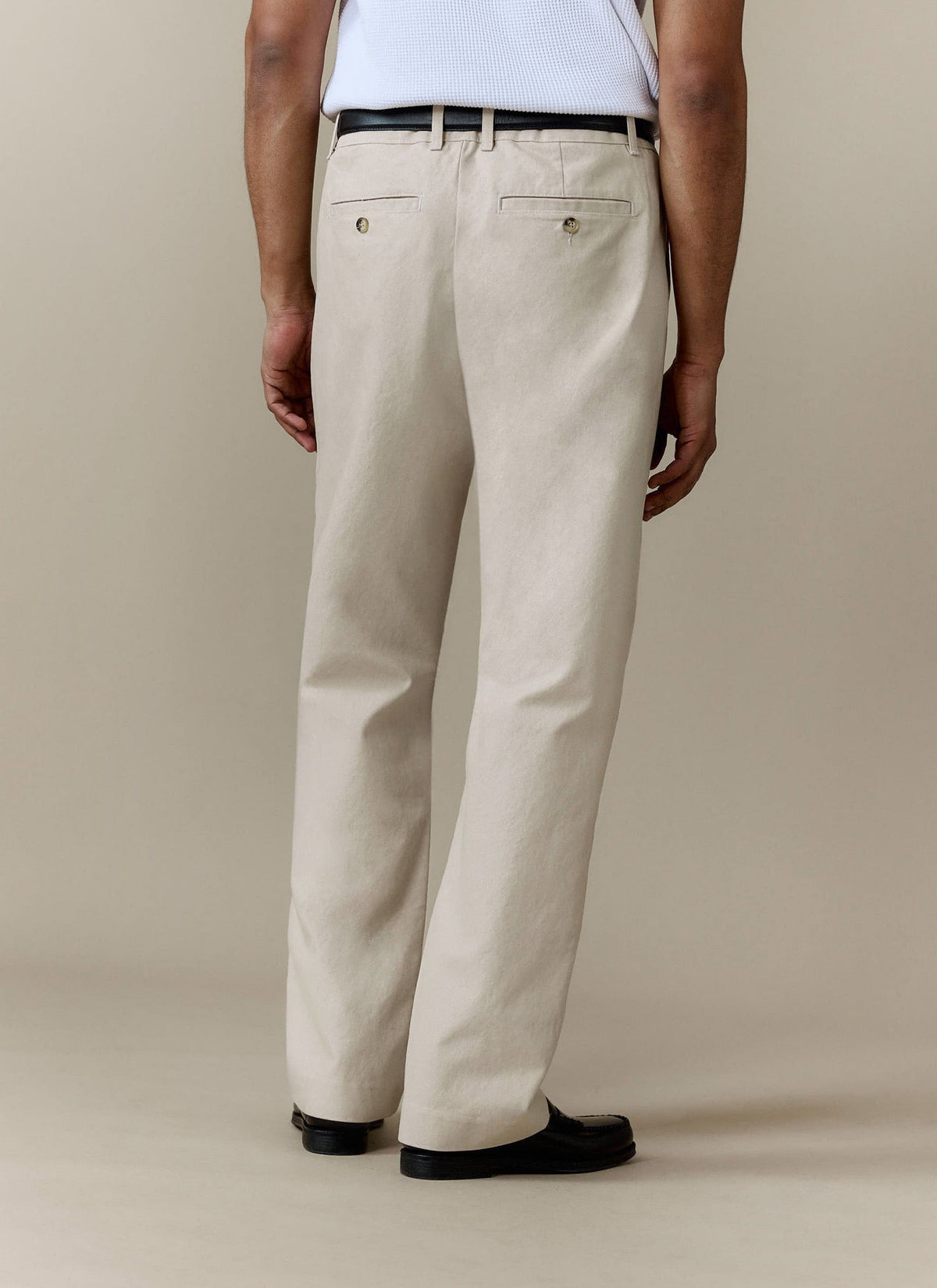 Men's Double Pleated Trousers - Seb - Straight Leg - Cream
