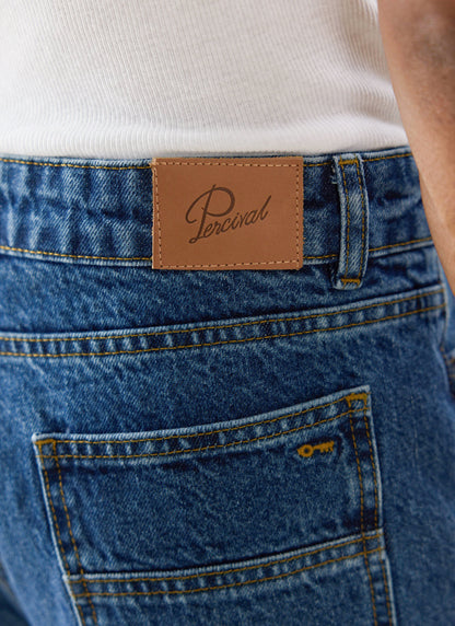 Men's Straight Leg Jeans - Heritage Denim - Cotton - Mid Wash Blue - Percival