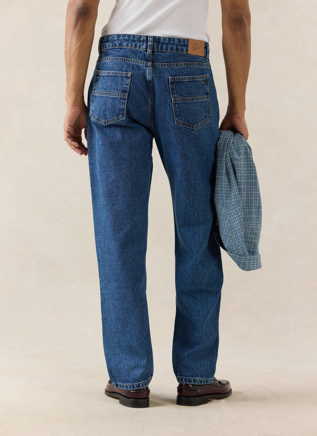 Men's Straight Leg Jeans - Heritage Denim - Cotton - Mid Wash Blue - Percival