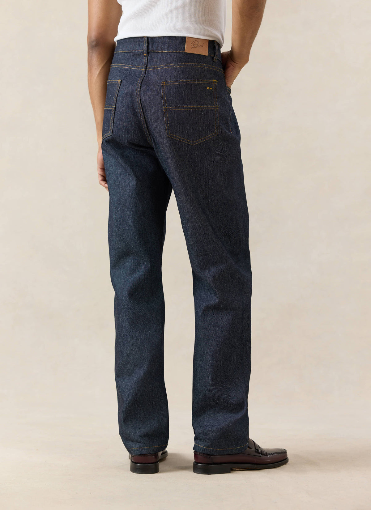 Men's Raw Denim Jeans - Straight Leg - Indigo - Cotton - Percival