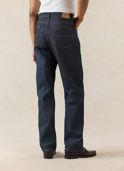 Men's Raw Denim Jeans - Straight Leg - Indigo - Cotton - Percival