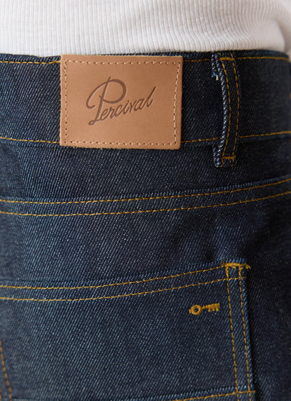 Men's Raw Denim Jeans - Straight Leg - Indigo - Cotton - Percival