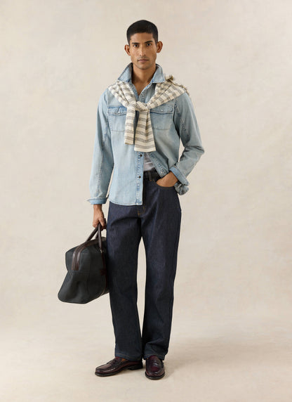 Men's Raw Denim Jeans - Straight Leg - Indigo - Cotton - Percival