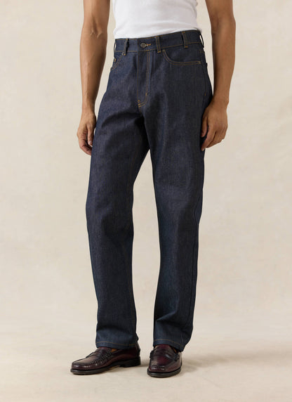 Men's Raw Denim Jeans - Straight Leg - Indigo - Cotton - Percival