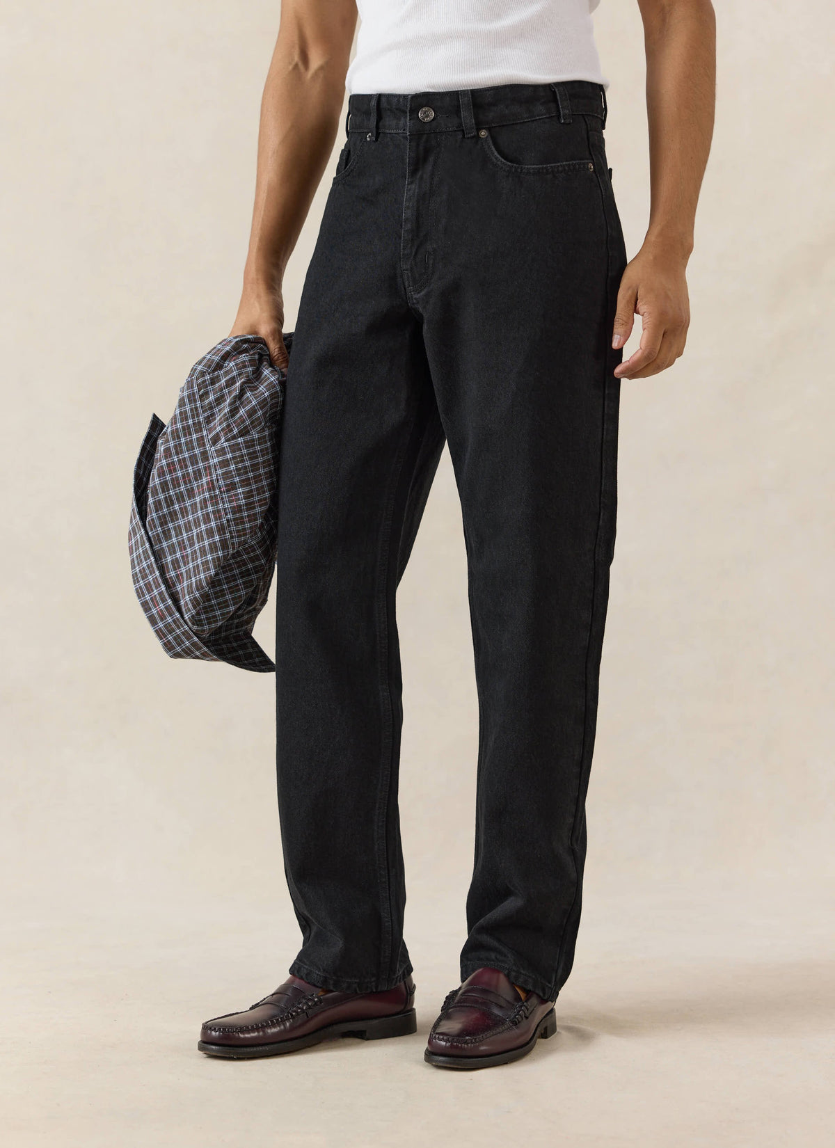 Men's Straight Leg Black Jeans - Heritage Denim - Cotton - Percival