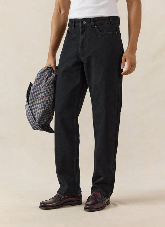 Men's Straight Leg Black Jeans - Heritage Denim - Cotton - Percival