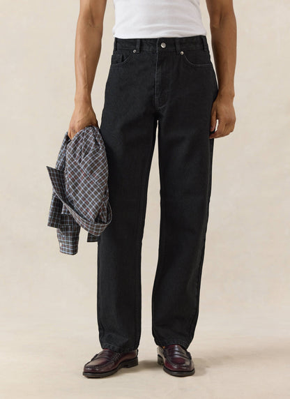 Men's Straight Leg Black Jeans - Heritage Denim - Cotton - Percival