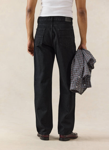 Men's Straight Leg Black Jeans - Heritage Denim - Cotton - Percival