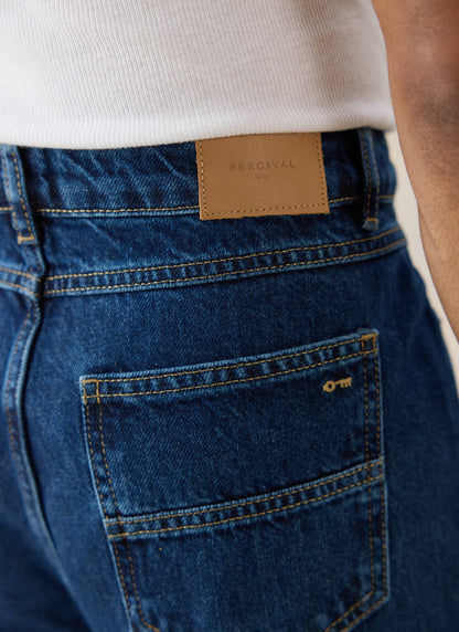 Men's Pleated Denim Jeans - 12oz Mid Wash Blue