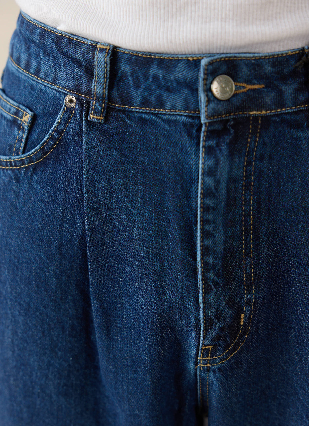 Men's Pleated Denim Jeans - 12oz Mid Wash Blue