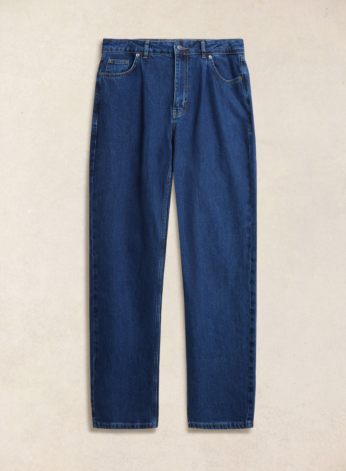 Men's Pleated Denim Jeans - 12oz Mid Wash Blue