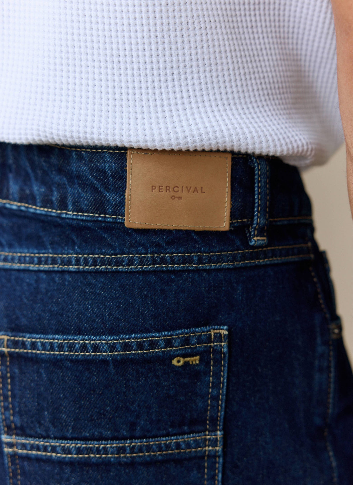 Men's Raw Pleated Denim Jeans - 100% Cotton - Dark Indigo Blue