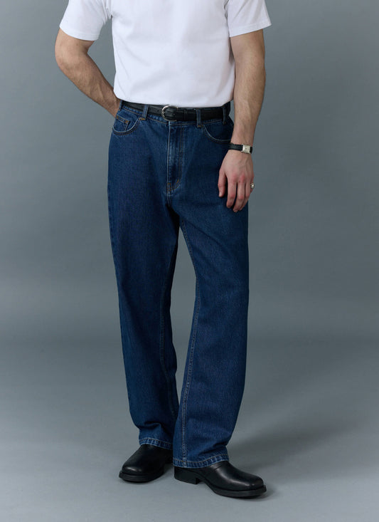 Percival Men's Relaxed Fit Jeans - Denim - Mid Wash Blue