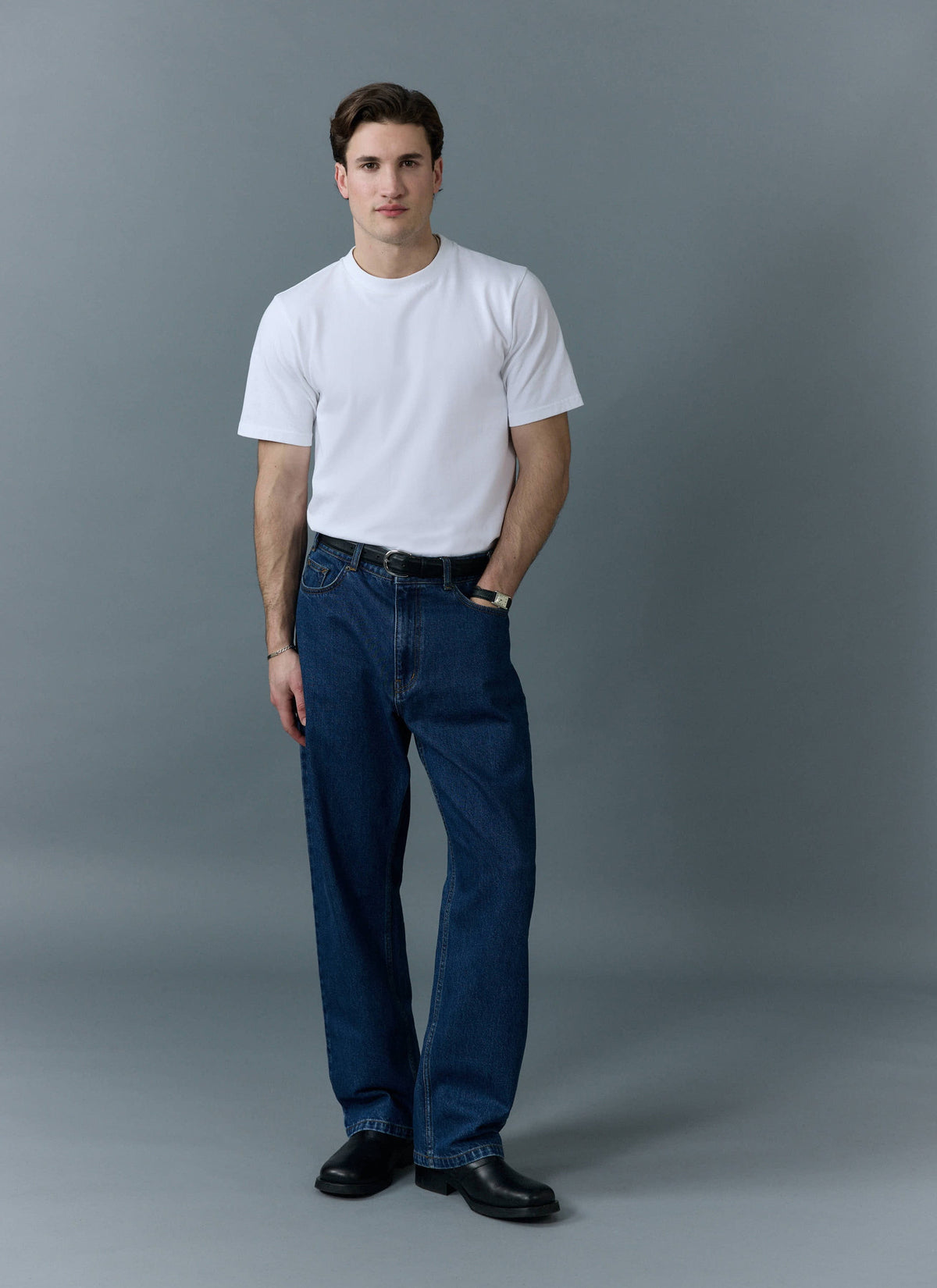Percival Men's Relaxed Fit Jeans - Denim - Mid Wash Blue