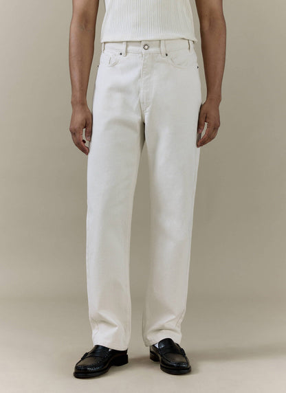 Men's Cream Straight Leg Denim Jeans - 100% BCI Cotton