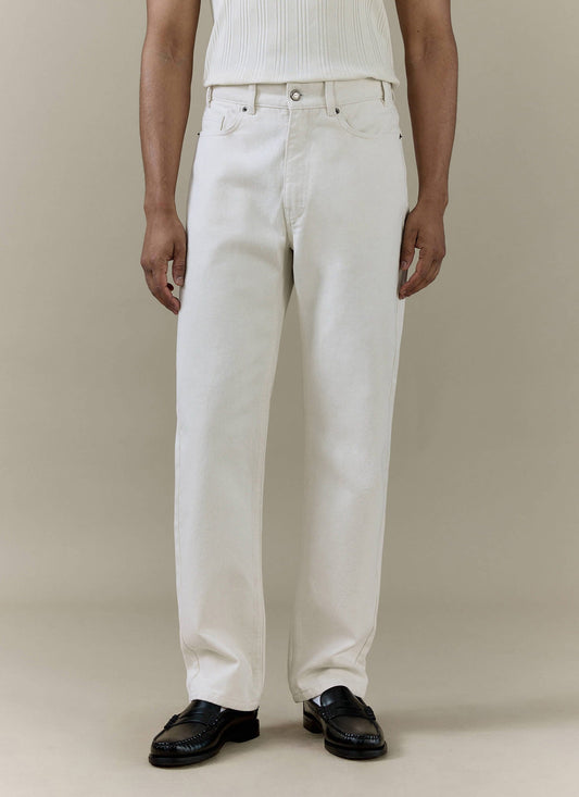 Men's Cream Straight Leg Denim Jeans - 100% BCI Cotton