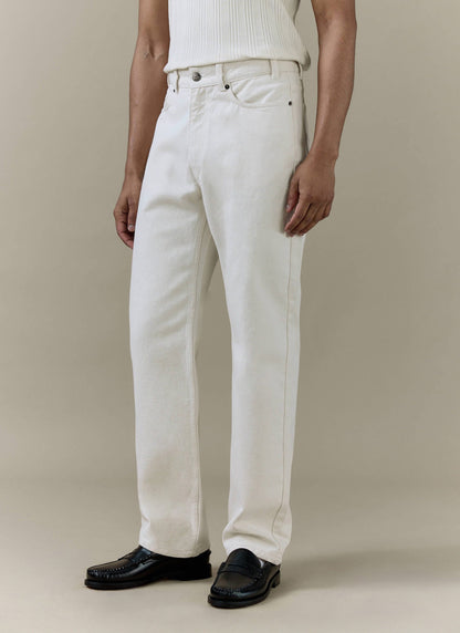 Men's Cream Straight Leg Denim Jeans - 100% BCI Cotton