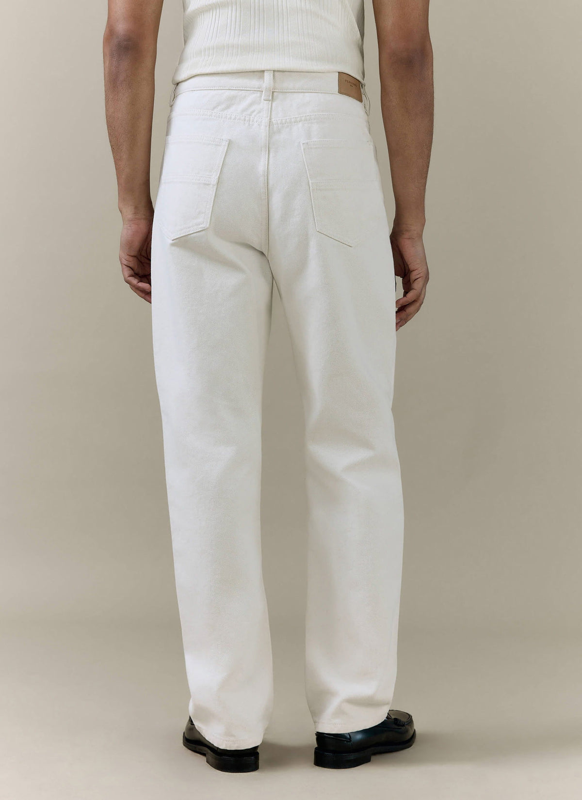 Men's Cream Straight Leg Denim Jeans - 100% BCI Cotton