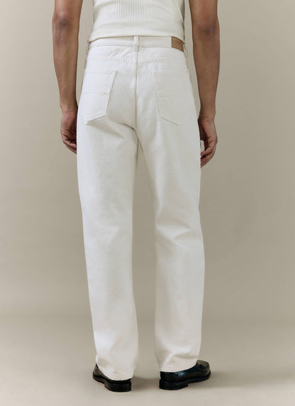 Men's Cream Straight Leg Denim Jeans - 100% BCI Cotton