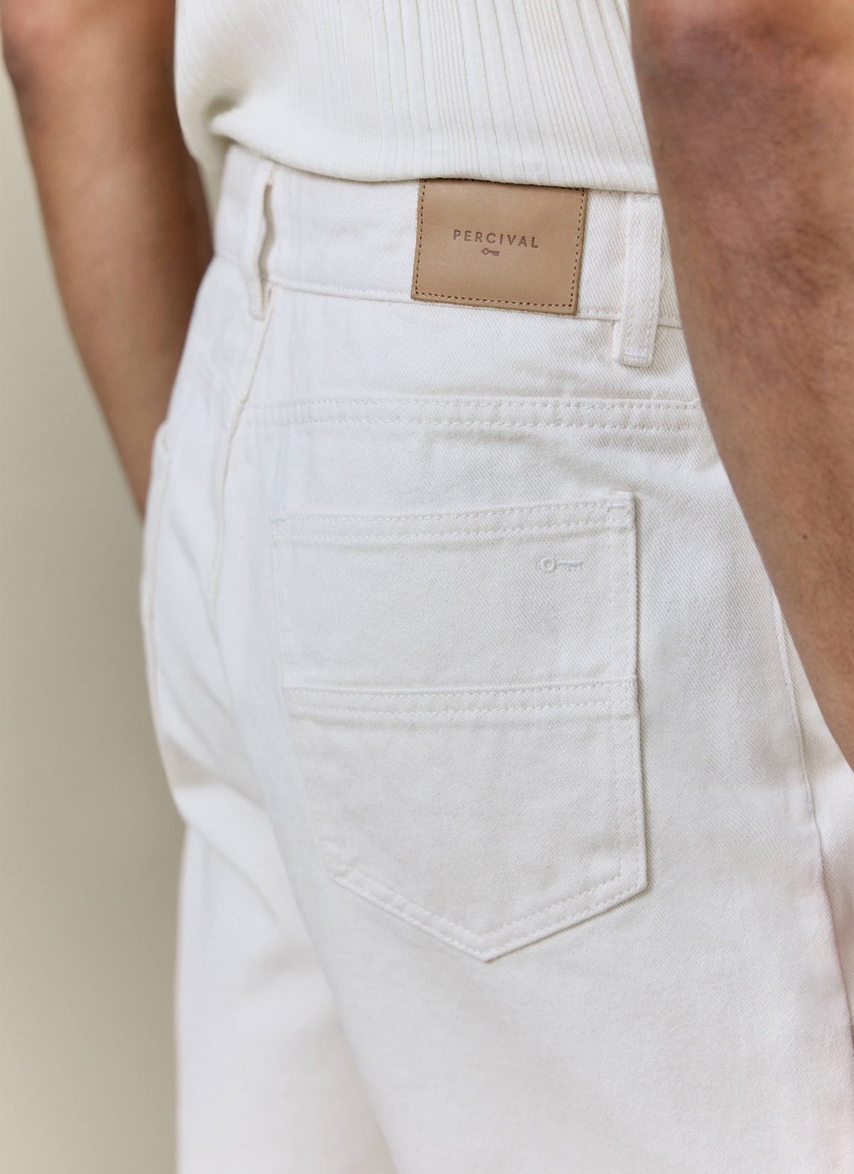Men's Cream Straight Leg Denim Jeans - 100% BCI Cotton