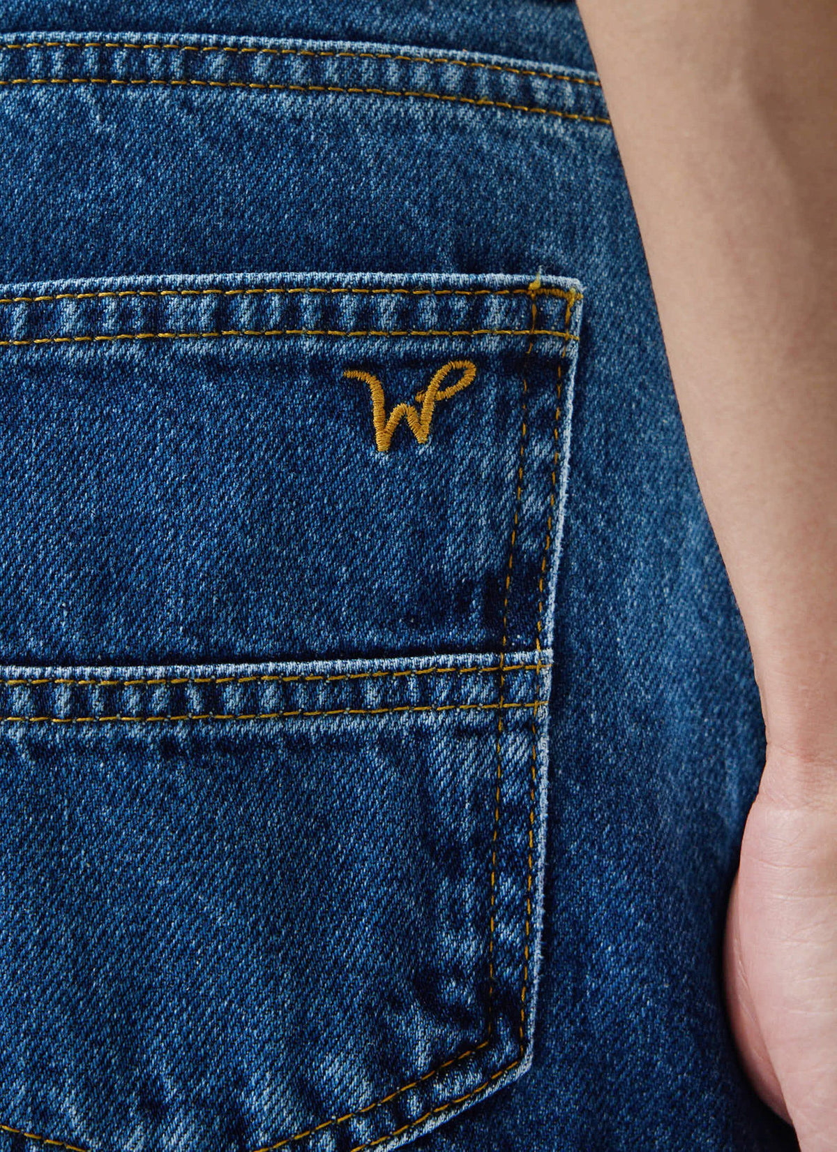 Men's Straight Leg Denim Jeans: Stay Press - Cotton - Mid Wash Blue