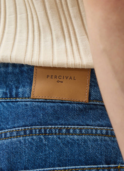 Men's Straight Leg Denim Jeans: Stay Press - Cotton - Mid Wash Blue