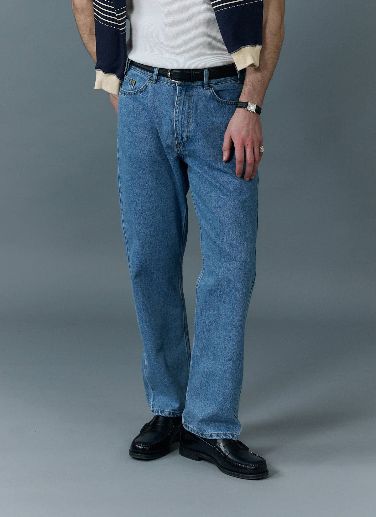 Men's Straight Leg Denim Jeans - BCI Cotton - Light Wash Blue
