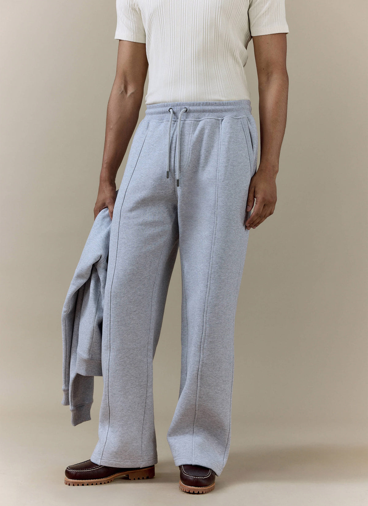 Men's Chronicle Straight Leg Trackpants - Grey Cotton Jersey