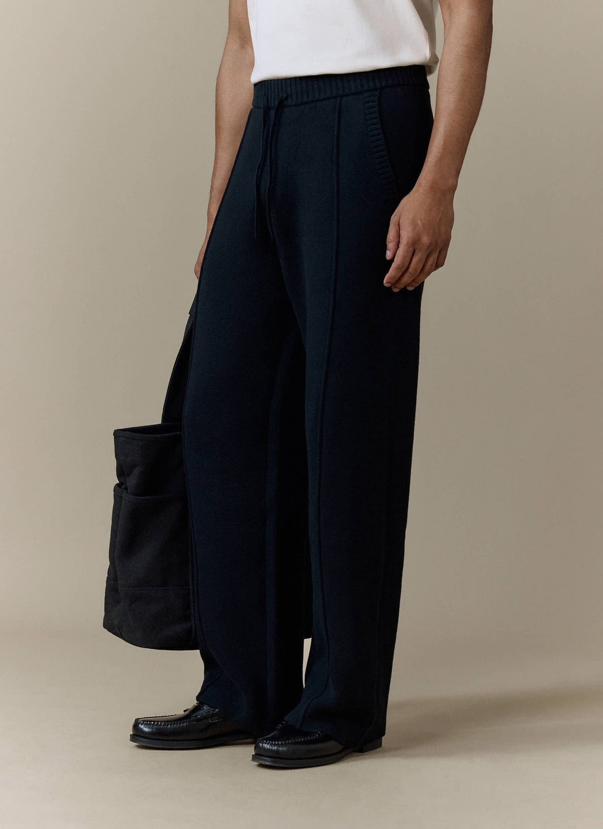Chronicle Knitted Straight Leg Trackpants - Cotton - Black